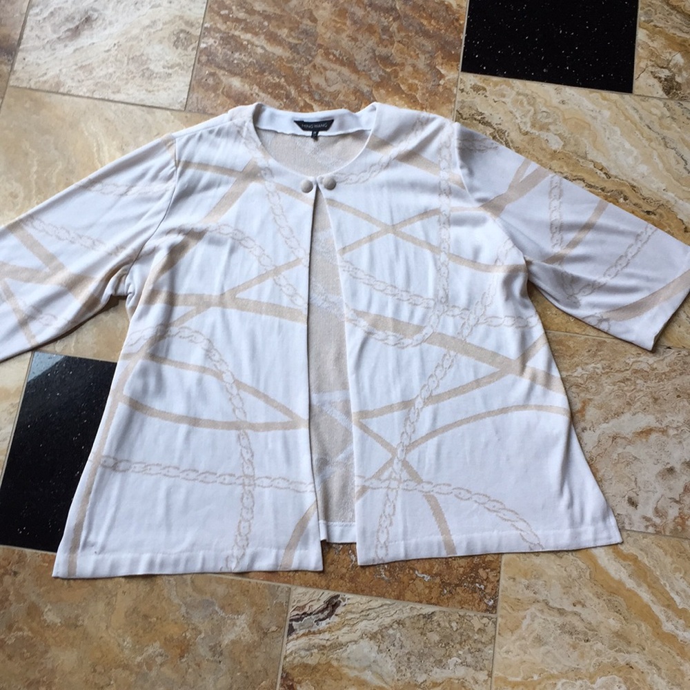 Ming Wang Open blazer/single hook @neck White/gold - Picture 2 of 8